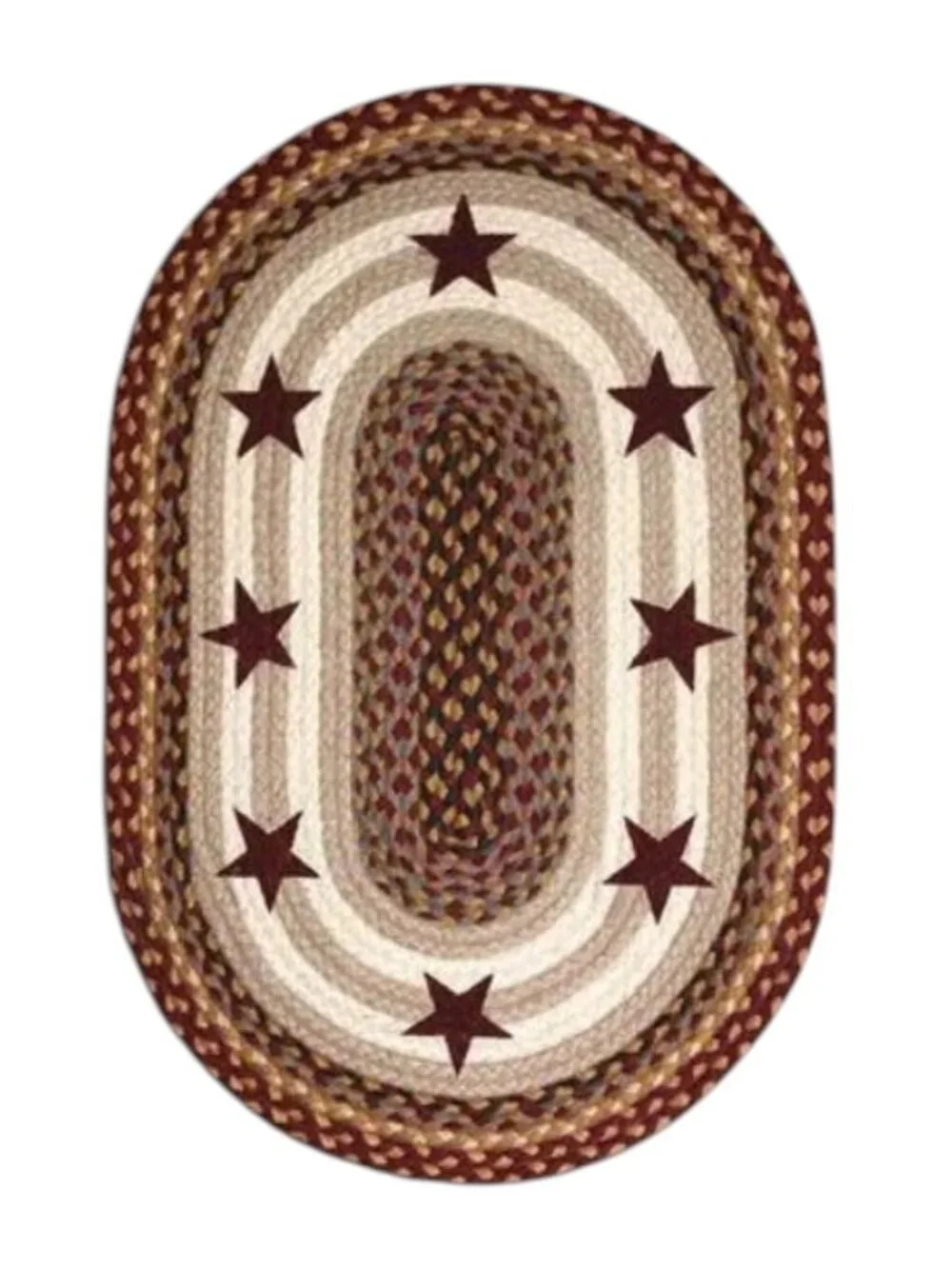 Burgundy Star Braided Oval Rug 20 x 30